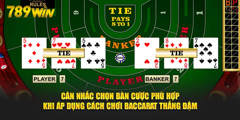 Cân nhắc chọn bàn cược phù hợp khi áp dụng cách chơi Baccarat thắng đậm